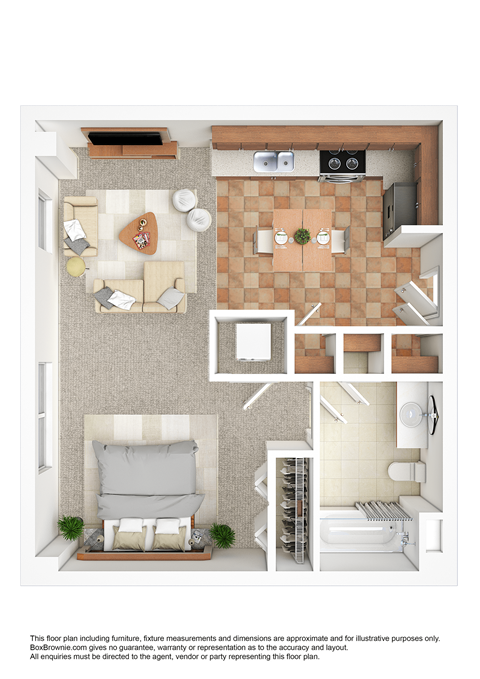 Floor plan for studio, 1 bath, 560 sqft